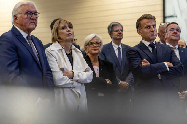 French President Emmanuel Macron and German President Frank Walter Steinmeier visit the Laser Mégajoule research facility operated by the French Alternative Energies and Atomic Energy Commission (CEA). The facility is part of France’s nuclear deterrence simulation program, located in Le Barp, France, on October 9, 2026. Margot Le Gonidec, Pool Bestimage, Le Barp, France  Copyright: xMargotxLexGonidecx xPoolx xBestimagexMargotxLexGonidecx xPoolx xBestimagex