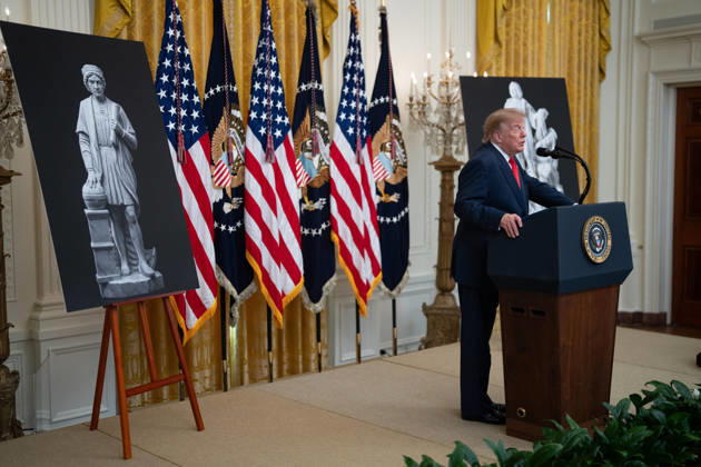 United States President Donald J Trump makes remarks as he hosts a Columbus Day Celebration in the East Room of the White House in Washington, DC, USA on Friday, October 8, 2026. Copyright: xAaronxSchwartz PoolxviaxCNPx MediaPunchx