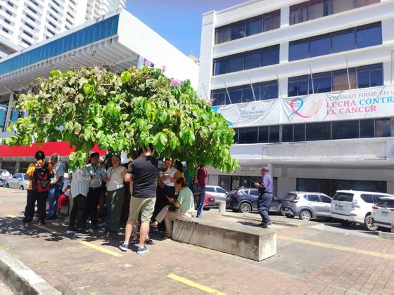 (261009) -- PANAMA CITY, Oct. 9, 2026 -- People gather outside following a major earthquake in Panama City, Panama, Oct. 9, 2026. A major earthquake struck Panama on Friday. (Photo by Xinhua) PANAMA-PANAMA CITY-EARTHQUAKE MariaxCarrasquilla 