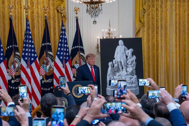 October 9, 2026, Washington, Dc, USA: U.S. President Donald Trump speaks at a Christopher Columbus Day event at the White House on October 9, 2026, in Washington, D.C. Washington USA  - ZUMAl312 20261009_znp_l312_005 Copyright: xAndrewxLeydenx