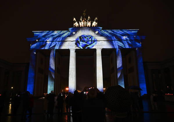 Berlin landmarks illuminated during Festival of Lights BERLIN, GERMANY - OCTOBER 9: Historic landmarks, squares and iconic buildings are illuminated with colorful light displays during the Festival of Lights in Berlin, Germany, on October 9, 2026. Halil Sagirkaya Anadolu Berlin Germany. Editorial use only. Please get in touch for any other usage.  Copyright: x2026xAnadoluxHalilxSagirkayax