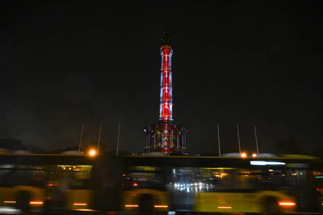 Berlin landmarks illuminated during Festival of Lights BERLIN, GERMANY - OCTOBER 9: Historic landmarks, squares and iconic buildings are illuminated with colorful light displays during the Festival of Lights in Berlin, Germany, on October 9, 2026. Halil Sagirkaya Anadolu Berlin Germany. Editorial use only. Please get in touch for any other usage.  Copyright: x2026xAnadoluxHalilxSagirkayax