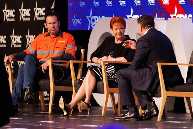 CPAC NATIONAL CONFERENCE 2026, Karl Stefanovic interviews Nationals Leader Matt Canavan and One Nation leader Pauline Hanson during the 2026 Conservative Political Action Network (CPAC) national conference at the Royal International Convention Centre in Brisbane, Saturday, October 10, 2026. ( NO ARCHIVING BRISBANE QUEENSLAND Australia  Copyright: xRUSSELLxFREEMANx 20261010135543780257