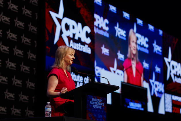 CPAC NATIONAL CONFERENCE 2026, Britain™s former prime minister Liz Truss speaks during the 2026 Conservative Political Action Network (CPAC) national conference at the Royal International Convention Centre in Brisbane, Saturday, October 10, 2026. ( NO ARCHIVING BRISBANE QUEENSLAND Australia  Copyright: xRUSSELLxFREEMANx 20261010186639591018