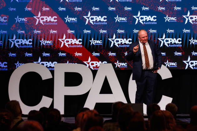 CPAC NATIONAL CONFERENCE 2026, One Nation member for New England Barnaby Joyce speaks during the 2026 Conservative Political Action Network (CPAC) national conference at the Royal International Convention Centre in Brisbane, Saturday, October 10, 2026. ( NO ARCHIVING BRISBANE QUEENSLAND Australia  Copyright: xRUSSELLxFREEMANx 20261010184379498109
