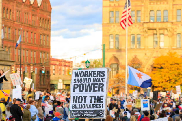 October 9, 2026, Syracuse, Ny, USA: Protestors turned out in oppostion to the Trump rally being held at the Oncenter. Syracuse USA  - ZUMAh195 20261009_znp_h195_009 Copyright: xAlexxHamerx