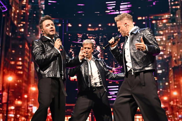 Westlife performing during the 25th Anniversary Tour LONDON, ENGLAND - OCTOBER 09: Shane Filan, Kian Egan and Nicky Byrne of ˜Westlife™ performing during the 25th Anniversary Tour at O2 Arena on October 09 in London, England. CAP MAR MAR Great Britain Copyright: xMartinxHarris CapitalxPicturesx