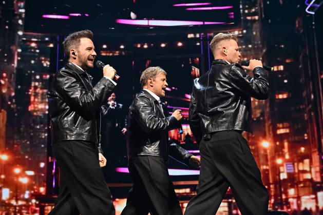 Westlife performing during the 25th Anniversary Tour LONDON, ENGLAND - OCTOBER 09: Shane Filan, Kian Egan and Nicky Byrne of ˜Westlife™ performing during the 25th Anniversary Tour at O2 Arena on October 09 in London, England. CAP MAR MAR Great Britain Copyright: xMartinxHarris CapitalxPicturesx