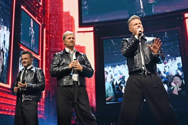 Westlife performing during the 25th Anniversary Tour LONDON, ENGLAND - OCTOBER 09: Shane Filan, Kian Egan and Nicky Byrne of ˜Westlife™ performing during the 25th Anniversary Tour at O2 Arena on October 09 in London, England. CAP MAR MAR Great Britain Copyright: xMartinxHarris CapitalxPicturesx