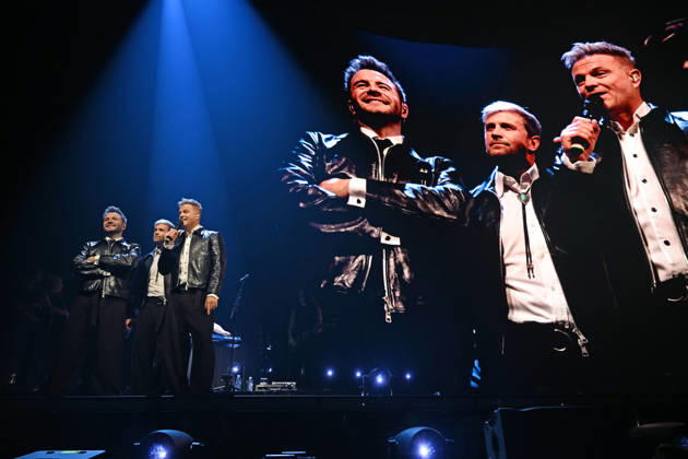 Westlife performing during the 25th Anniversary Tour LONDON, ENGLAND - OCTOBER 09: Shane Filan, Kian Egan and Nicky Byrne of ˜Westlife™ performing during the 25th Anniversary Tour at O2 Arena on October 09 in London, England. CAP MAR MAR Great Britain Copyright: xMartinxHarris CapitalxPicturesx