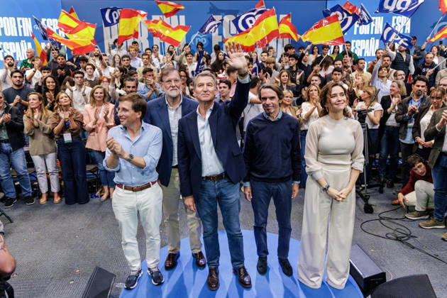 The PP organizes a pre-campaign event at IFEMA I D The mayor of Madrid, José Luis Martínez Almeida; former Prime Minister Mariano Rajoy; the president of the Popular Party, Alberto Núnez Feijóo; former Prime Minister of Spain, José María Aznar; and the president of the Community of Madrid, Isabel Díaz Ayuso, during a pre-campaign event for the Popular Party (PP) at IFEMA on October 10, 2026, in Madrid, Spain. The PP held its first pre-campaign event today for the general elections on November 29 (29N). Feijóo attended this event alongside the president of the Community of Madrid and the mayor of the capital. OCTOBER 10, 2026. Carlos Lujá, Madrid, Madrid, Spain Copyright: xCarlosxLujanx 7834585