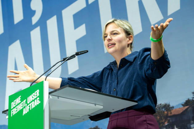 Katharina Schulze, Franktionsvorsitzende, Rede beim Landesparteitag der bayerischen GRÜNEN, Landshut, 10. Oktober 2026 Deutschland, Landshut, 10. Oktober 2026, Rede Katharina Schulze, Franktionsvorsitzende im Bayerischen Landtag, Landesparteitag der bayerischen GRÜNEN, Samstagmittag, Thema des Parteitags: Wie können wir unsere Freiheit sichern?, Sparkassen Arena, Landshut