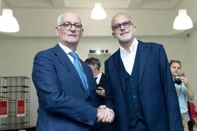IPA89497234 - Ernesto Maria Ruffini and Franco Gabrielli during the National Assembly of the new political party PiÃ¹ Uno, held at the Salone delle Colonne in Rome  Copyright: xMatteoxNardonex xMatteoxNardonex IPA89497234