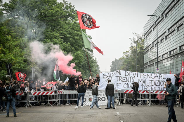 October 10, 2026, Milan, Mi, Italy: Lega Nord rally Milan safer, stop social centers. Near the Lambretta Social Center, Via Rizzoli, 10 10 2026 Milan Milan Italy  - ZUMAa289 20261010_zia_a289_095 Copyright: xNicolaxMarfisix xAgfx