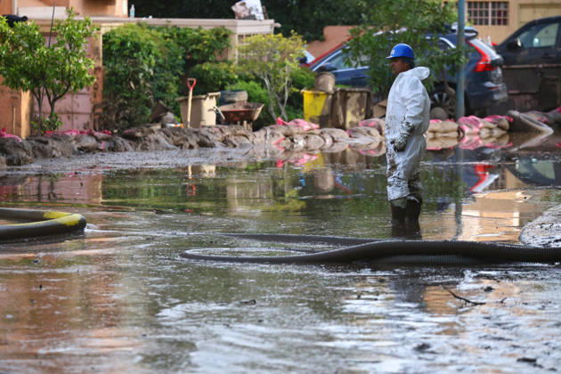 Santiago, October 10, 2026: Roadwork is underway following the flood that affected the Las Condes district. Dragomir Yankovic, Aton Chile, Santiago, Chile. Aton 1198324  Copyright: DRAGOMIRxYANKOVIC ATONxCHILE