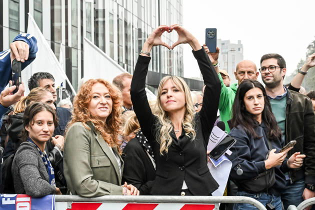 October 10, 2026, Milan, Mi, Italy: Lega deputy secretary Silvia Sardone at the Lega rally Milan safer, stop social centers. Near the Lambretta Social Center, Via Rizzoli, 10 10 2026 Milan Milan Italy  - ZUMAa289 20261010_zia_a289_055 Copyright: xNicolaxMarfisix xAgfx