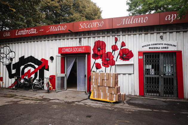 IPA89501849 - Milan: The League™s protest, A Safer Milan, Stop the Social Centers, against the Lambretta Social Center on Via Rizzoli. In the photo: A view of the Lambretta Social Center and Spazio Mutuo Soccorso  Copyright: xAlessandroxBremecx xx IPA89501849