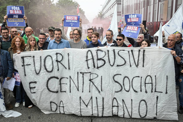 October 10, 2026, Milan, Mi, Italy: Deputy Prime Minister Matteo Salvini and Lega deputy secretary Silvia Sardone at the Lega rally Milan safer, stop social centers. Near the Lambretta Social Center, Via Rizzoli, 10 10 2026 Milan Milan Italy  - ZUMAa289 20261010_zia_a289_042 Copyright: xNicolaxMarfisix xAgfx