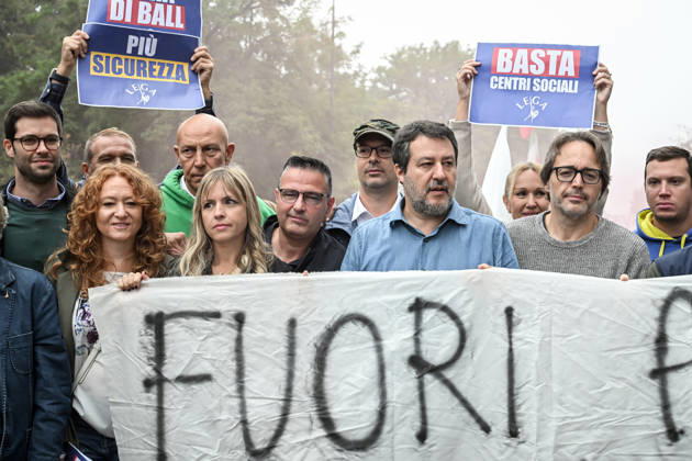 October 10, 2026, Milan, Mi, Italy: Deputy Prime Minister Matteo Salvini and Lega deputy secretary Silvia Sardone at the Lega rally Milan safer, stop social centers. Near the Lambretta Social Center, Via Rizzoli, 10 10 2026 Milan Milan Italy  - ZUMAa289 20261010_zia_a289_046 Copyright: xNicolaxMarfisix xAgfx