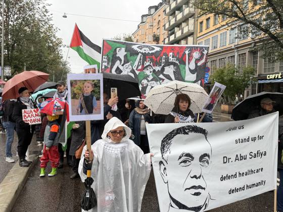 Demonstrators march in Stockholm to show solidarity with Palestinians STOCKHOLM, SWEDEN - OCTOBER 10: Demonstrators march to draw attention to the situation in Palestine and mark the third anniversary of the war in Gaza, on October 10, 2026, in Stockholm, Sweden. Atila Altuntas Anadolu Stockholm Sweden. Editorial use only. Please get in touch for any other usage.  Copyright: x2026xAnadoluxAtilaxAltuntasx