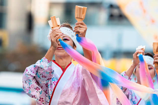 General view, October 10, 2026 - Dancers perform during the eve-of-festival events of the 27th Tokyo Yosakoi Festival in Ikebukuro, Tokyo, Japan, on October 10, 2026. Part of the Fukuro Matsuri celebrations, the event brings together yosakoi dance teams in colorful costumes for energetic performances combining traditional Japanese dance influences with contemporary music and choreography.  aflo_354761343
