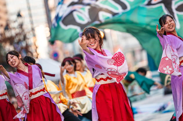 General view, October 10, 2026 - Dancers perform during the eve-of-festival events of the 27th Tokyo Yosakoi Festival in Ikebukuro, Tokyo, Japan, on October 10, 2026. Part of the Fukuro Matsuri celebrations, the event brings together yosakoi dance teams in colorful costumes for energetic performances combining traditional Japanese dance influences with contemporary music and choreography.  aflo_354761422