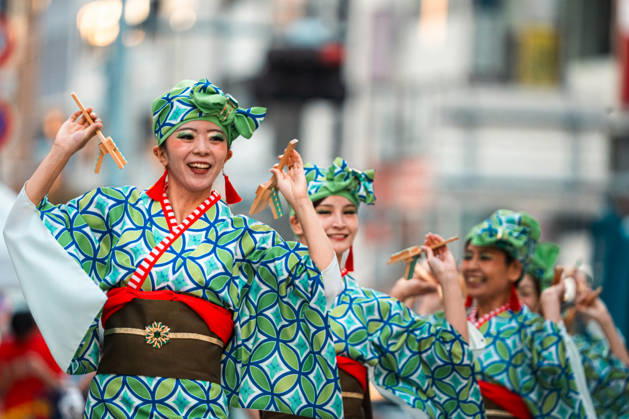 General view, October 10, 2026 - Dancers perform during the eve-of-festival events of the 27th Tokyo Yosakoi Festival in Ikebukuro, Tokyo, Japan, on October 10, 2026. Part of the Fukuro Matsuri celebrations, the event brings together yosakoi dance teams in colorful costumes for energetic performances combining traditional Japanese dance influences with contemporary music and choreography.  aflo_354761479