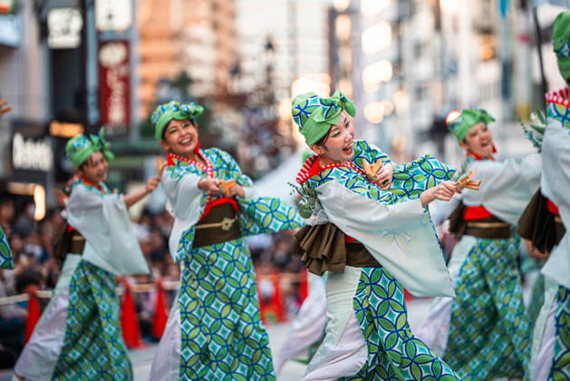 General view, October 10, 2026 - Dancers perform during the eve-of-festival events of the 27th Tokyo Yosakoi Festival in Ikebukuro, Tokyo, Japan, on October 10, 2026. Part of the Fukuro Matsuri celebrations, the event brings together yosakoi dance teams in colorful costumes for energetic performances combining traditional Japanese dance influences with contemporary music and choreography.  aflo_354761501