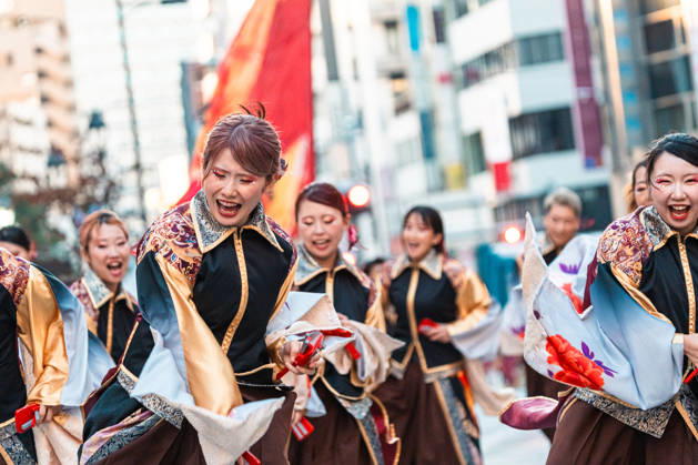 General view, October 10, 2026 - Dancers perform during the eve-of-festival events of the 27th Tokyo Yosakoi Festival in Ikebukuro, Tokyo, Japan, on October 10, 2026. Part of the Fukuro Matsuri celebrations, the event brings together yosakoi dance teams in colorful costumes for energetic performances combining traditional Japanese dance influences with contemporary music and choreography.  aflo_354761513