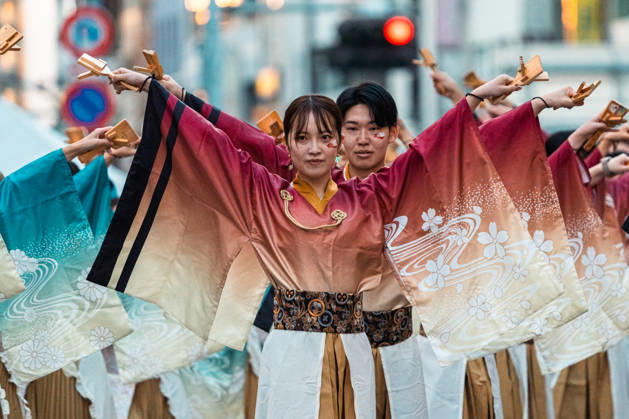 General view, October 10, 2026 - Dancers perform during the eve-of-festival events of the 27th Tokyo Yosakoi Festival in Ikebukuro, Tokyo, Japan, on October 10, 2026. Part of the Fukuro Matsuri celebrations, the event brings together yosakoi dance teams in colorful costumes for energetic performances combining traditional Japanese dance influences with contemporary music and choreography.  aflo_354761553