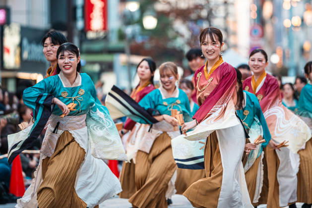 General view, October 10, 2026 - Dancers perform during the eve-of-festival events of the 27th Tokyo Yosakoi Festival in Ikebukuro, Tokyo, Japan, on October 10, 2026. Part of the Fukuro Matsuri celebrations, the event brings together yosakoi dance teams in colorful costumes for energetic performances combining traditional Japanese dance influences with contemporary music and choreography.  aflo_354761556
