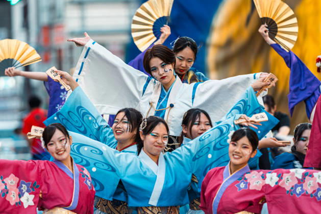 General view, October 10, 2026 - Dancers perform during the eve-of-festival events of the 27th Tokyo Yosakoi Festival in Ikebukuro, Tokyo, Japan, on October 10, 2026. Part of the Fukuro Matsuri celebrations, the event brings together yosakoi dance teams in colorful costumes for energetic performances combining traditional Japanese dance influences with contemporary music and choreography.  aflo_354761601
