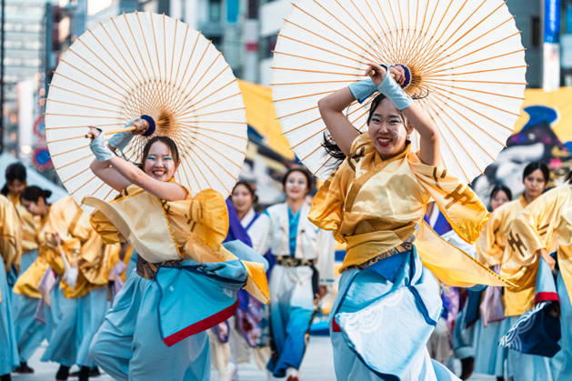 General view, October 10, 2026 - Dancers perform during the eve-of-festival events of the 27th Tokyo Yosakoi Festival in Ikebukuro, Tokyo, Japan, on October 10, 2026. Part of the Fukuro Matsuri celebrations, the event brings together yosakoi dance teams in colorful costumes for energetic performances combining traditional Japanese dance influences with contemporary music and choreography.  aflo_354761619