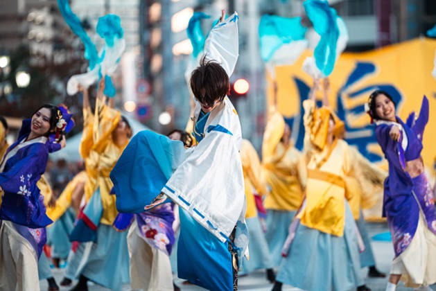 General view, October 10, 2026 - Dancers perform during the eve-of-festival events of the 27th Tokyo Yosakoi Festival in Ikebukuro, Tokyo, Japan, on October 10, 2026. Part of the Fukuro Matsuri celebrations, the event brings together yosakoi dance teams in colorful costumes for energetic performances combining traditional Japanese dance influences with contemporary music and choreography.  aflo_354761625