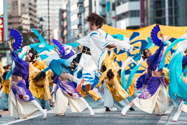 General view, October 10, 2026 - Dancers perform during the eve-of-festival events of the 27th Tokyo Yosakoi Festival in Ikebukuro, Tokyo, Japan, on October 10, 2026. Part of the Fukuro Matsuri celebrations, the event brings together yosakoi dance teams in colorful costumes for energetic performances combining traditional Japanese dance influences with contemporary music and choreography.  aflo_354761628