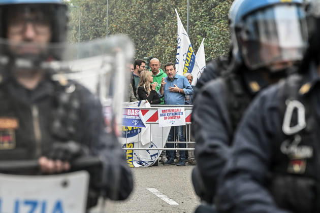 October 10, 2026, Milan, Mi, Italy: Deputy Prime Minister Matteo Salvini and Lega deputy secretary Silvia Sardone at the Lega rally Milan safer, stop social centers. Near the Lambretta Social Center, Via Rizzoli, 10 10 2026 Milan Milan Italy  - ZUMAa289 20261010_zia_a289_032 Copyright: xNicolaxMarfisix xAgfx
