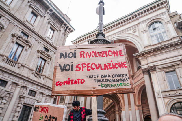 IPA89502966 - Milan, October 10, 2026 A protest organized by local No Data Centers committees to demand a halt to the construction and operation of new data centers in the province of Milan.  Copyright: xEmanuelexRobertoxDexCarlix xDecax IPA89502966