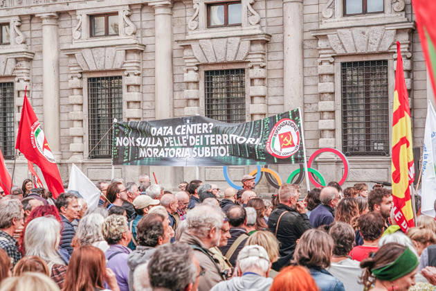 IPA89503021 - Milan, October 10, 2026 A protest organized by local No Data Centers committees to demand a halt to the construction and operation of new data centers in the province of Milan.  Copyright: xEmanuelexRobertoxDexCarlix xDecax IPA89503021
