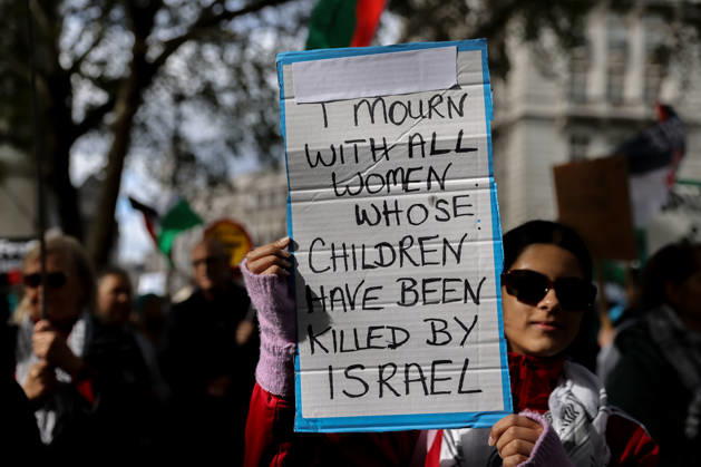 October 10, 2026, London, London, UK: London, UK. Thousands of pro-Palestine supporters take part in the National March for Palestine in central London, carrying placards and Palestinian flags and calling for Palestinian rights and an end to the conflict in Gaza, three days after the third anniversary of the 7 October attacks on Israel. London UK  - ZUMAl94_ 20261010_zaf_l94_047 Copyright: xDinendraxHariax