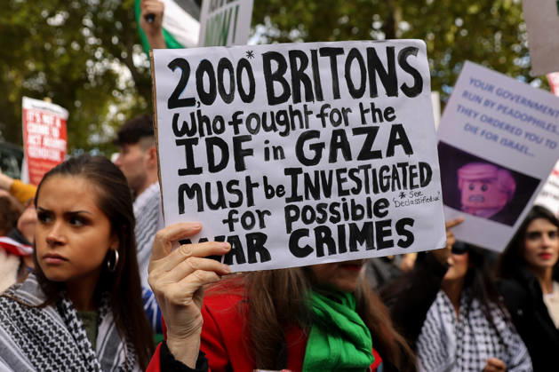 October 10, 2026, London, London, UK: London, UK. Thousands of pro-Palestine supporters take part in the National March for Palestine in central London, carrying placards and Palestinian flags and calling for Palestinian rights and an end to the conflict in Gaza, three days after the third anniversary of the 7 October attacks on Israel. London UK  - ZUMAl94_ 20261010_zaf_l94_053 Copyright: xDinendraxHariax