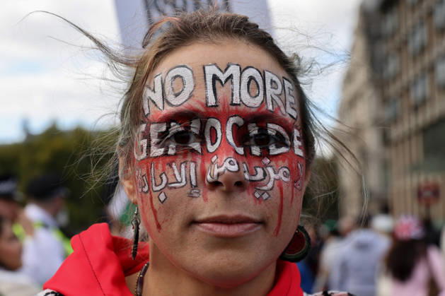 October 10, 2026, London, London, UK: London, UK. Thousands of pro-Palestine supporters take part in the National March for Palestine in central London, carrying placards and Palestinian flags and calling for Palestinian rights and an end to the conflict in Gaza, three days after the third anniversary of the 7 October attacks on Israel. London UK  - ZUMAl94_ 20261010_zaf_l94_059 Copyright: xDinendraxHariax
