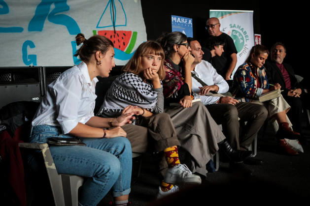 IPA89506325 - Naples, October 10, 2026: Conference at the former NATO base; Greta Thunberg in Bagnoli discussing the CPRs, and today at the march and the pro-Pal debate with Francesca Albanese (NeaPhoto Renato Esposito)  Copyright: xx xx IPA89506325