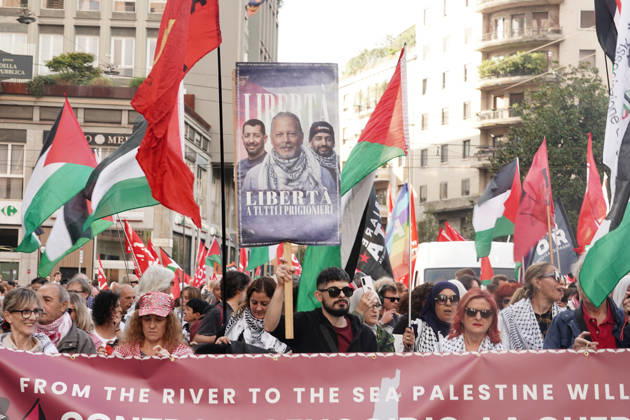 IPA89506360 - Milan, October 10, 2026, a day of national mobilization, The end of genocide is the end of Zionism, marking the third anniversary of the start of the conflict in Gaza  Copyright: xEmanuelexRobertoxDexCarlix xPoolxEmadecaxEnriquezx IPA89506360