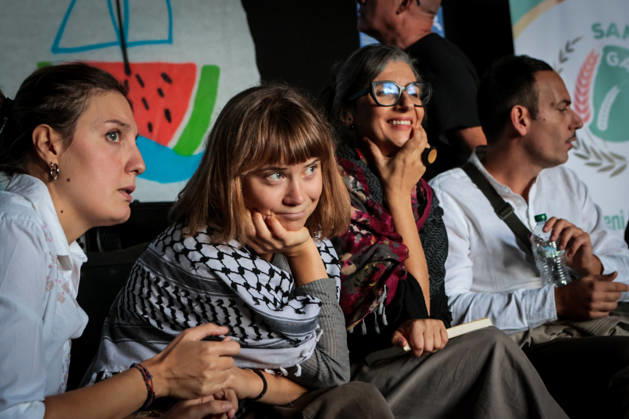 IPA89506313 - Naples, October 10, 2026: Conference at the former NATO base; Greta Thunberg in Bagnoli discussing the CPRs, and today at the march and the pro-PAL debate with Francesca Albanese (NeaPhoto Renato Esposito)  Copyright: xx xx IPA89506313