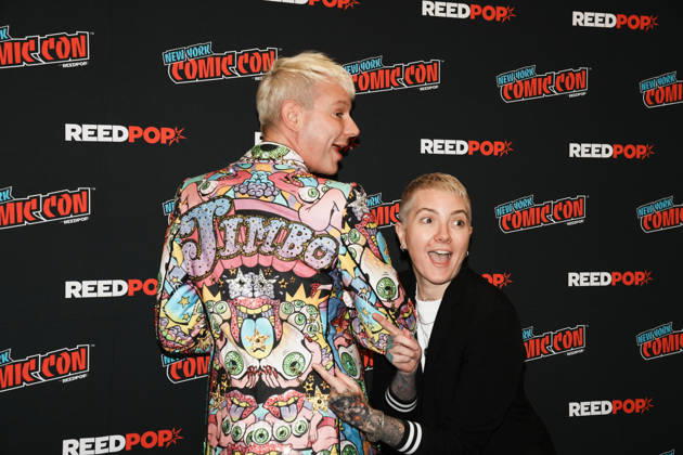 October 10, 2026, New York, New York, USA: Drag queen and actor JIMBO and writer director JEM GARRARD pose for a photo as Tubi presents R.L. Stine s Pumpkin 2 at the 2026 NY Comic Con at the Javits Center on October 10, 2026 in New York. New York USA - ZUMAb148 20261010_zap_b148_012 Copyright: xBryanxSmithx