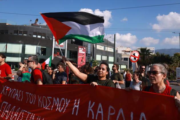 Global day of Action for Palestine protest in Athens ATHENS, GREECE - OCTOBER 10 : People take part in a protest during the Global Day of Action for Palestine in Athens, Greece on October 10, 2026. Costas Baltas Anadolu Athens Greece. Editorial use only. Please get in touch for any other usage.  Copyright: x2026xAnadoluxCostasxBaltasx