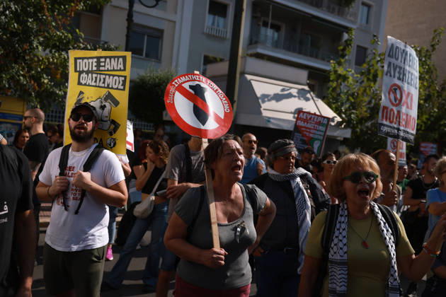 Global day of Action for Palestine protest in Athens ATHENS, GREECE - OCTOBER 10 : People take part in a protest during the Global Day of Action for Palestine in Athens, Greece on October 10, 2026. Costas Baltas Anadolu Athens Greece. Editorial use only. Please get in touch for any other usage.  Copyright: x2026xAnadoluxCostasxBaltasx