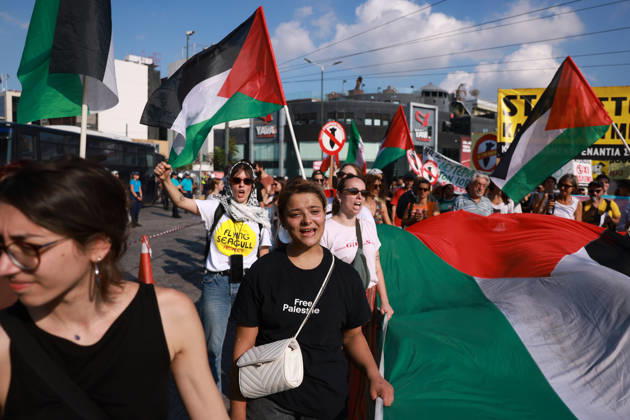 Global day of Action for Palestine protest in Athens ATHENS, GREECE - OCTOBER 10 : People take part in a protest during the Global Day of Action for Palestine in Athens, Greece on October 10, 2026. Costas Baltas Anadolu Athens Greece. Editorial use only. Please get in touch for any other usage.  Copyright: x2026xAnadoluxCostasxBaltasx