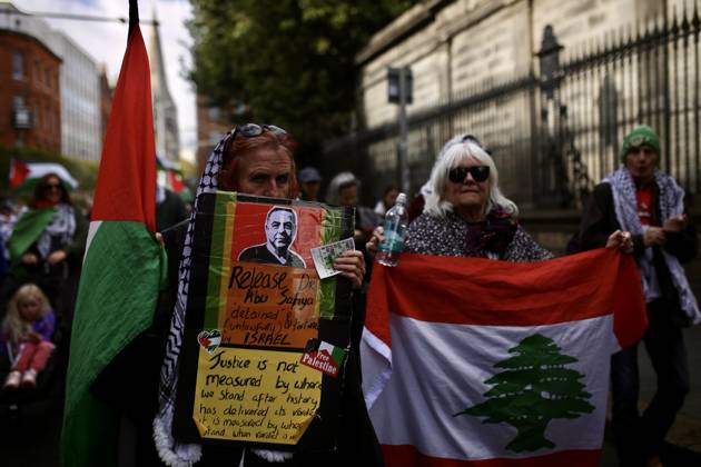 Thousands of pro-Palestine demonstrators gather in Dublin DUBLIN, IRELAND - OCTOBER 10: Thousands of pro-Palestine demonstrators gather in Dublin, Ireland, on October 10, 2026, for a national march marking three years since the October 7 attacks and the subsequent war in Gaza. Organized by the Ireland-Palestine Solidarity Campaign, the protest calls for sanctions against Israel and greater action by the Irish government, with demonstrators marching from the Garden of Remembrance towards the Dail. Mostafa Darwish Anadolu Dublin Ireland. Editorial use only. Please get in touch for any other usage.  Copyright: x2026xAnadoluxMostafaxDarwishx