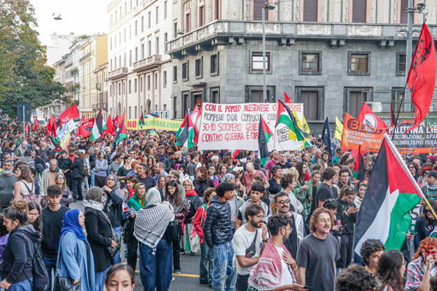 IPA89509182 - Milan, National Day of Mobilization: The End of Genocide Is the End of Zionism, marking the third anniversary of the start of the conflict in Gaza  Copyright: xEmanuelexRobertoxDexCarlix xPoolxEmadecaxEnriquezx IPA89509182
